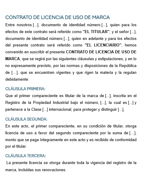 Contrato de Licencia de Uso de Marca