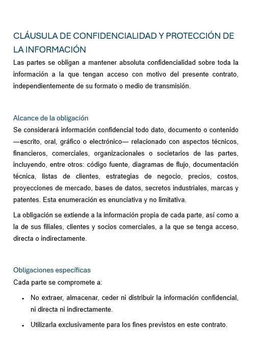 Cláusula de Confidencialidad (NDA)