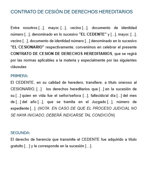 Cesión de Derechos Sucesorios y Herencias