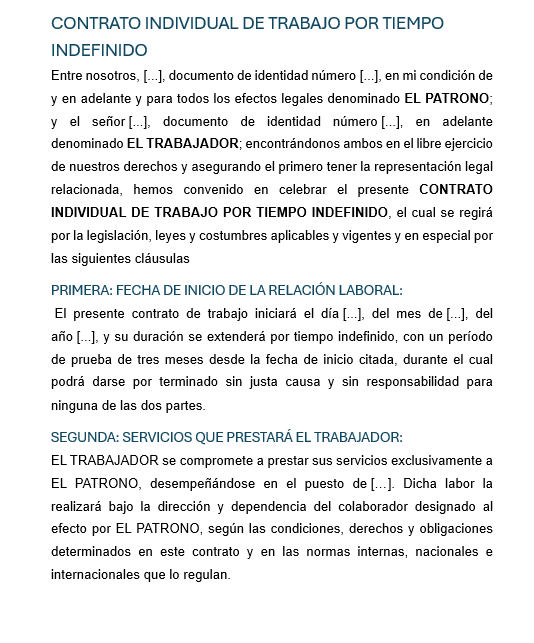 Contrato de Trabajo por Tiempo Indefinido