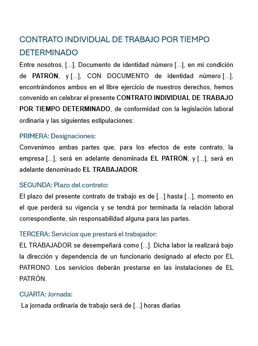 Contrato de Trabajo por Tiempo Determinado