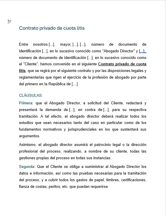 Contrato de Cuota Litis