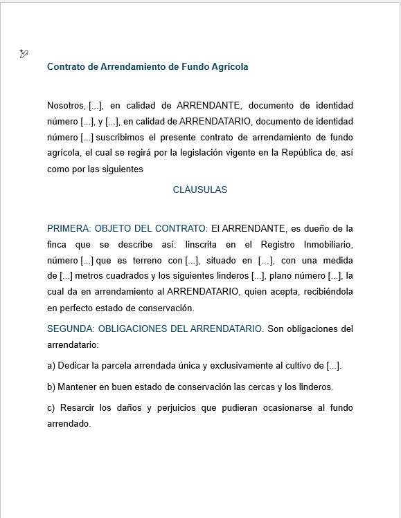 Contrato de Arriendo de Fundo Agrícola
