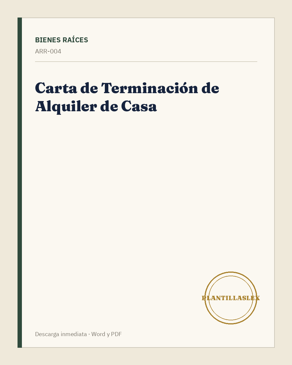 Carta de Terminación de Alquiler de Casa