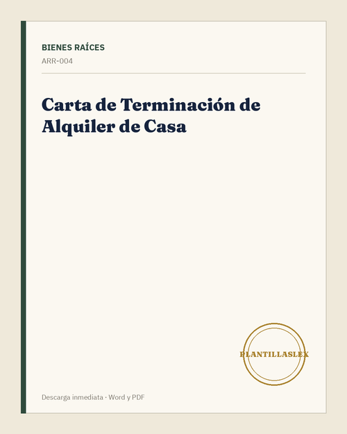 Carta de Terminación de Alquiler de Casa