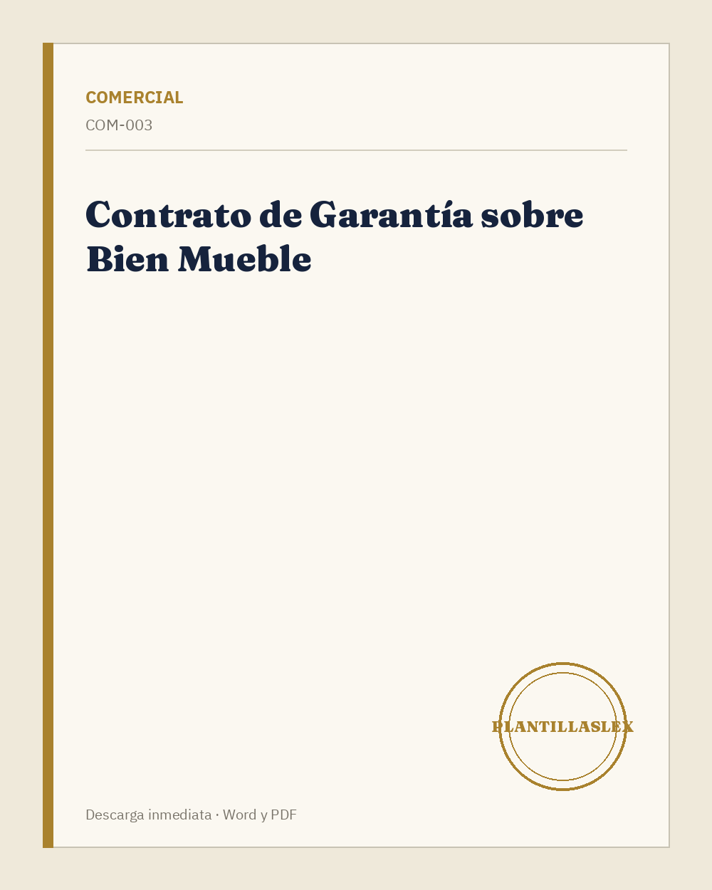 Contrato de Garantía sobre Bien Mueble