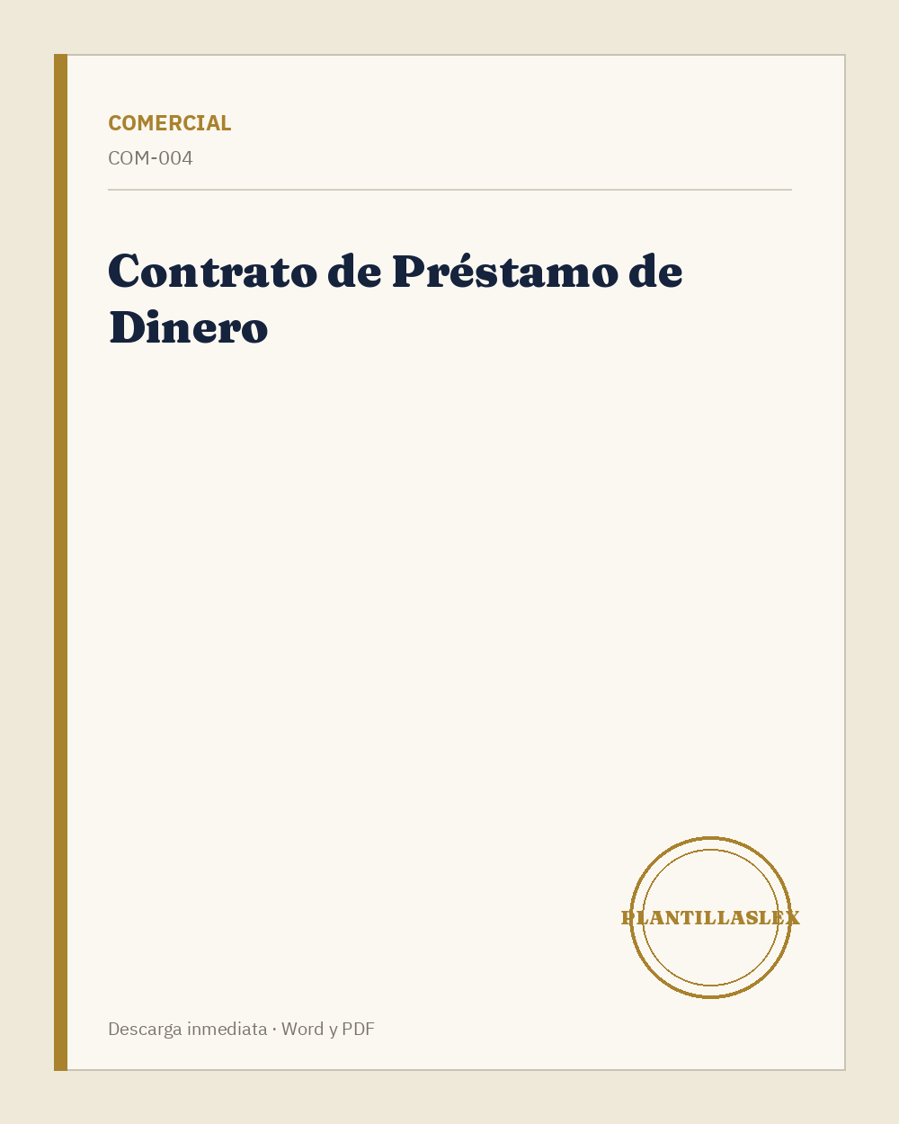 Contrato de Préstamo de Dinero