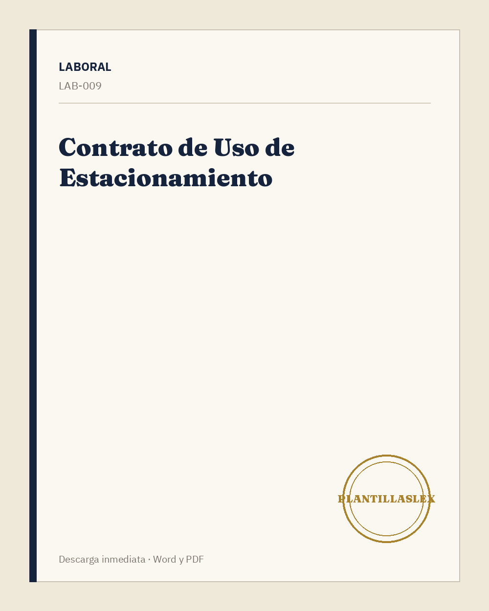 Contrato de Uso de Estacionamiento para Vehículo del Trabajador